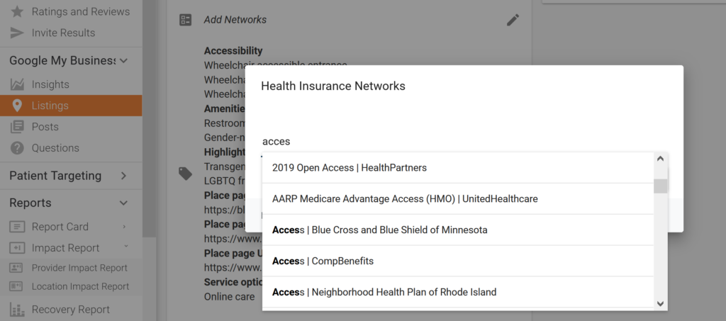 List health insurance networks