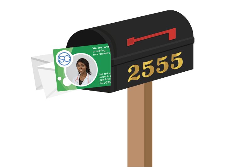 postcard in a mailbox, illustration