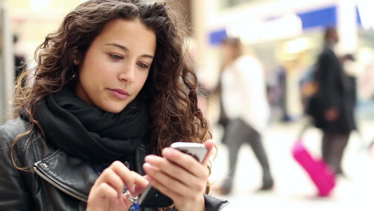 woman with a phone