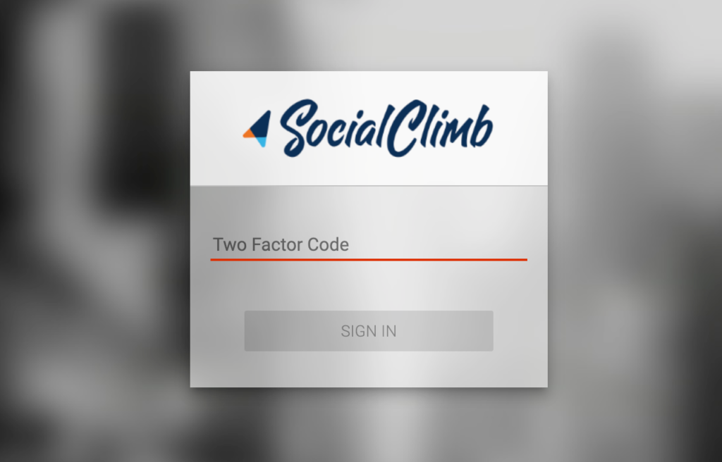 SocialClimb two-factor identification