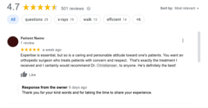 response to a patient review